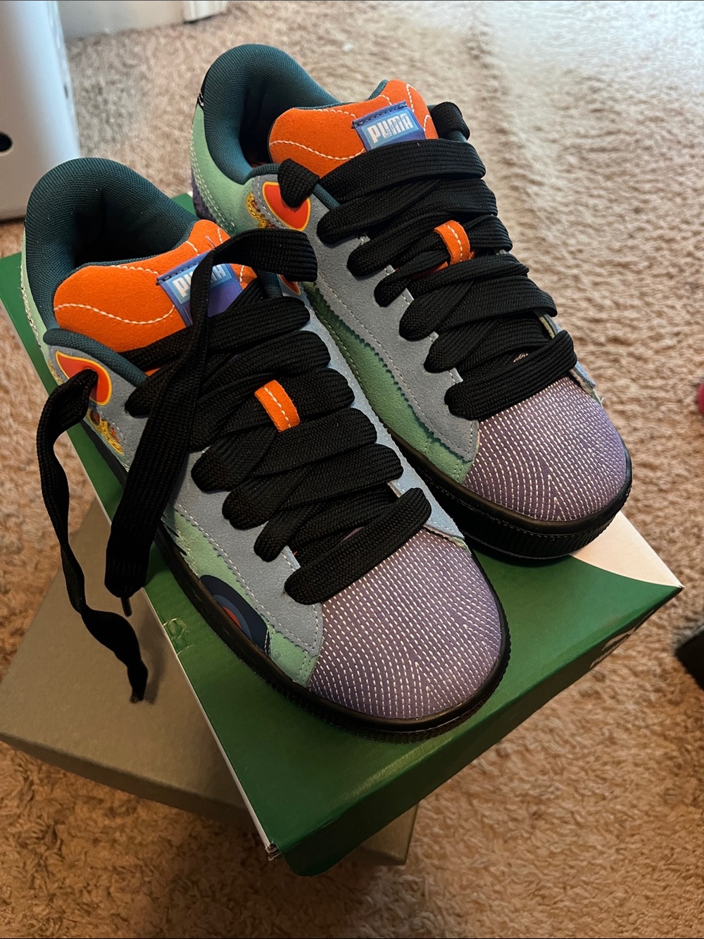Puma Men Scooby Doo Collab  Multicolor Low-Top Sneakers — Purple, Green & Orange